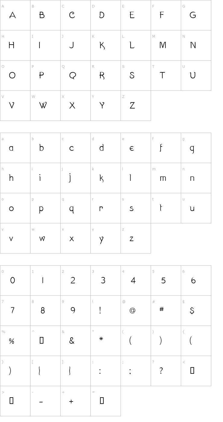 Character Map AL Morning Font