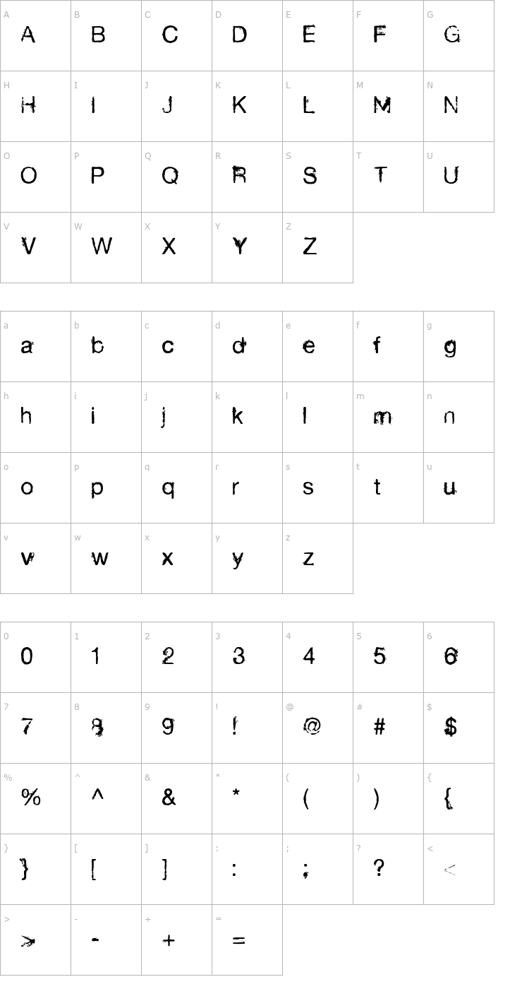 Character Map AL Old Royal Font