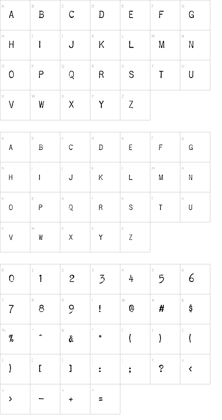 Character Map AL OldRemington Font