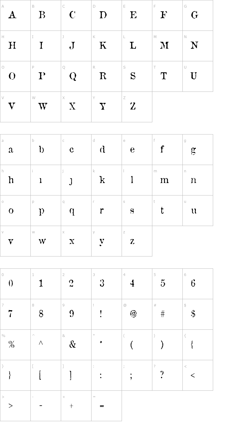 Character Map AL Outdoors Font