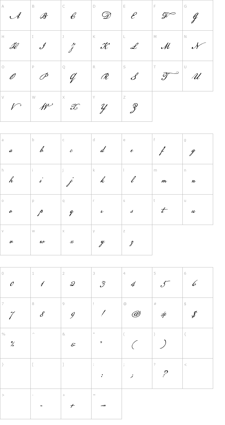 Character Map AL Patriot Font