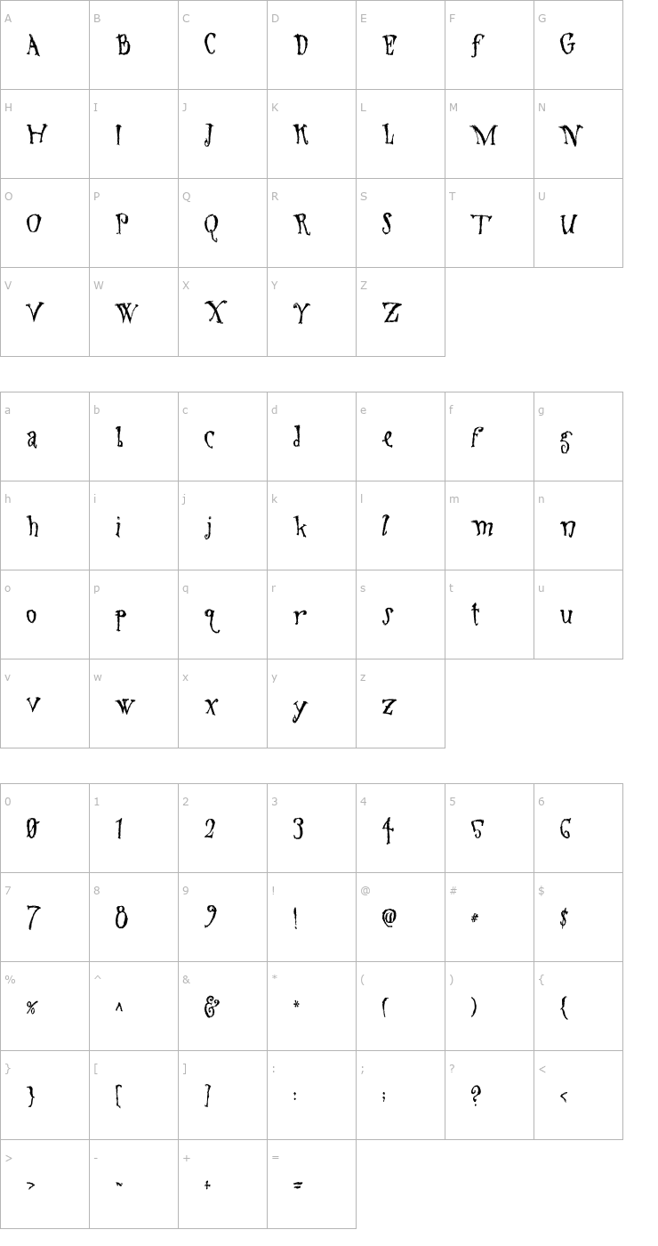 Character Map AL Regards Font