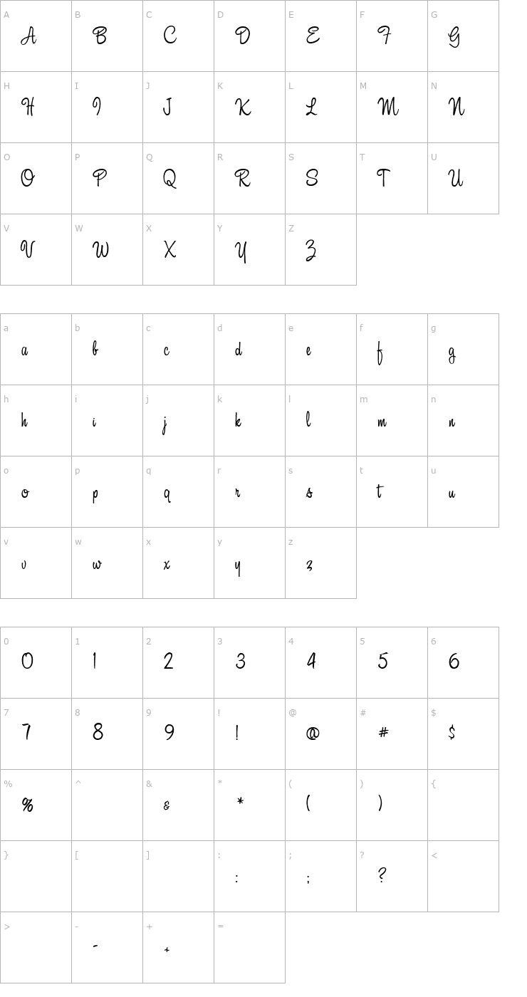 Character Map AL Serenade Font