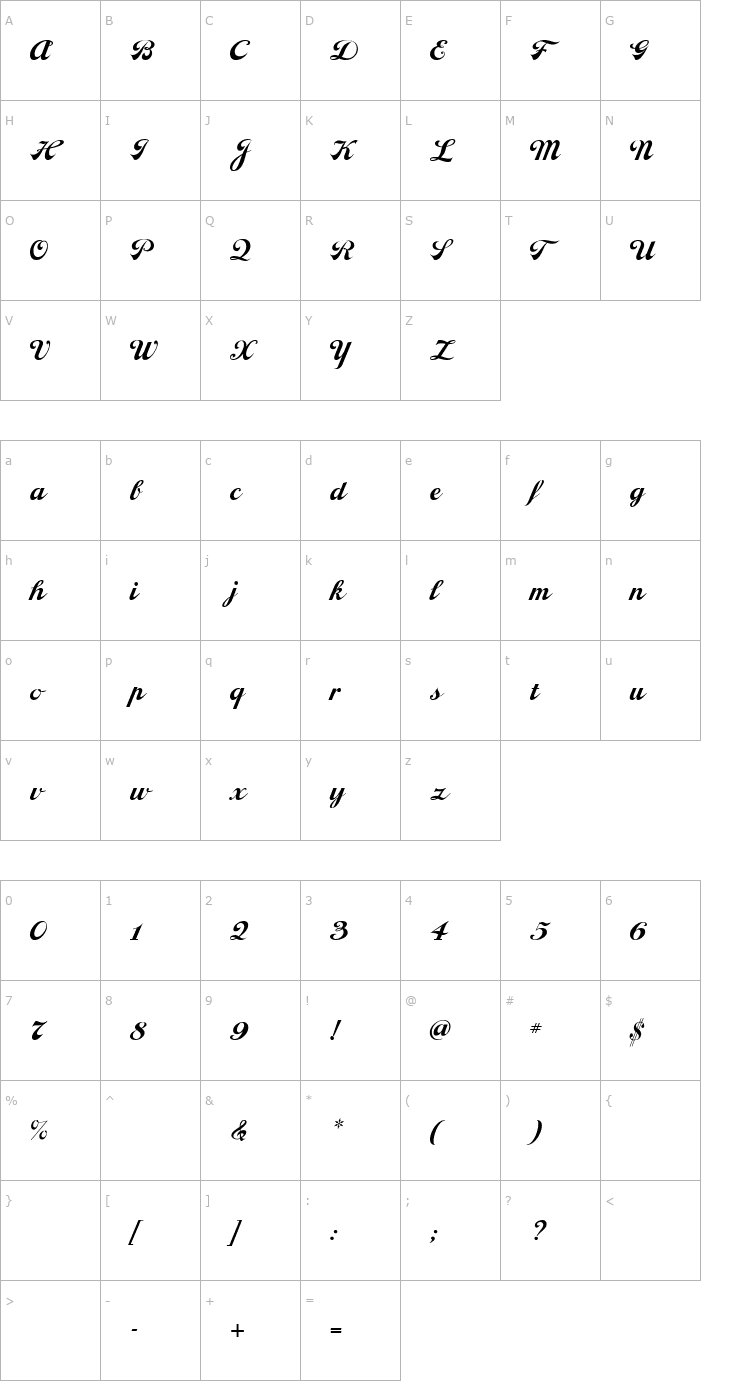 Character Map AL Softhearted Font