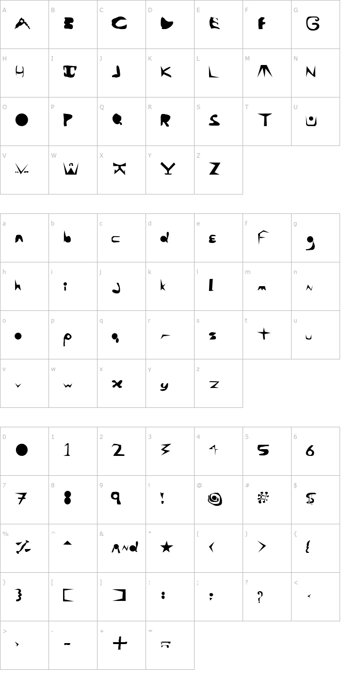 Character Map Ala Carte Font