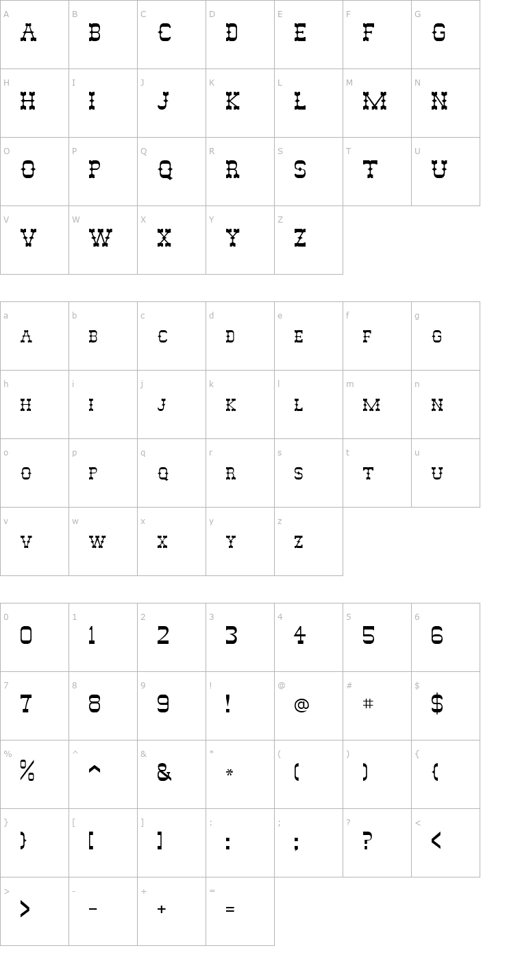 Character Map Alamo Font