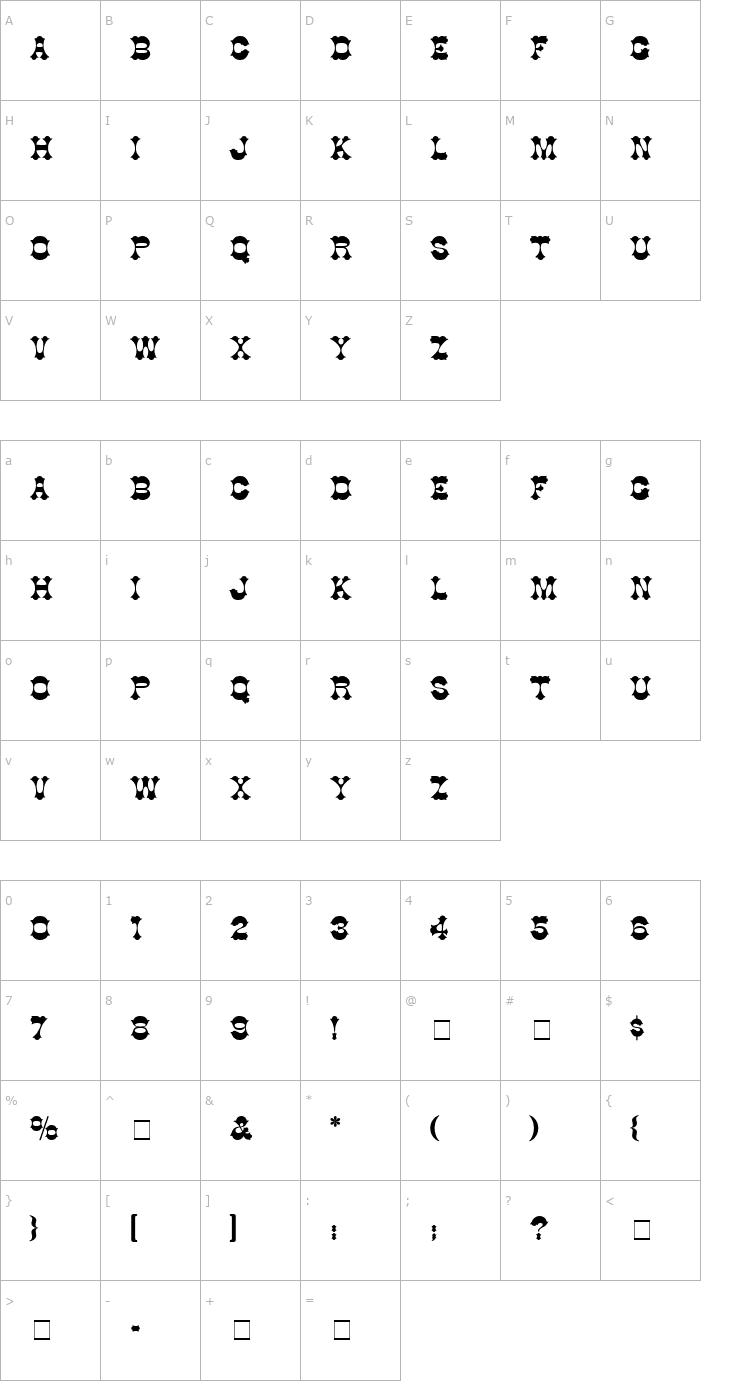 Character Map Alamo SSi Font