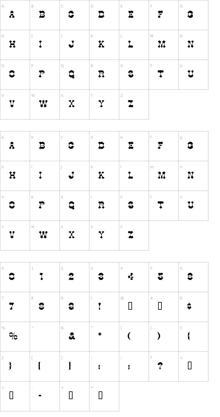 Character Map AlamoCapsSSK Font
