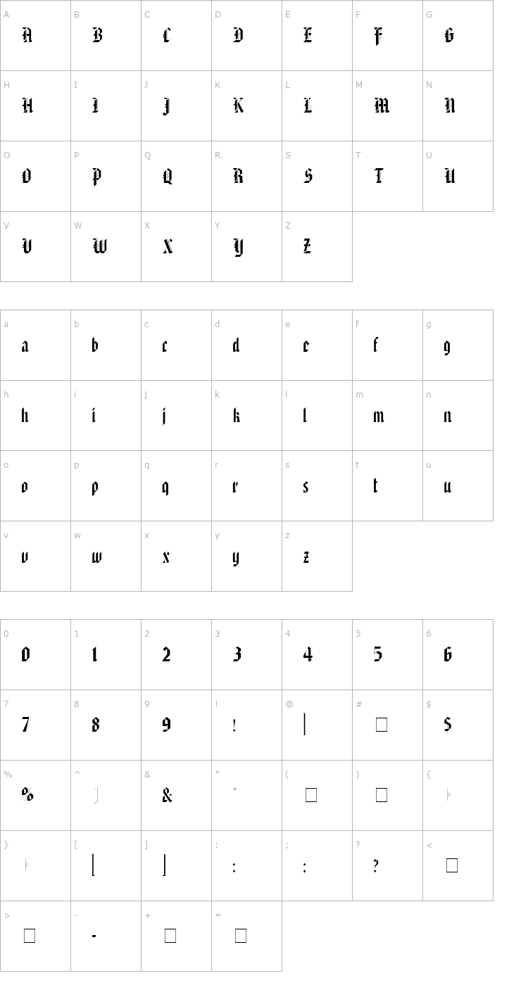 Character Map Alaric SSi Font