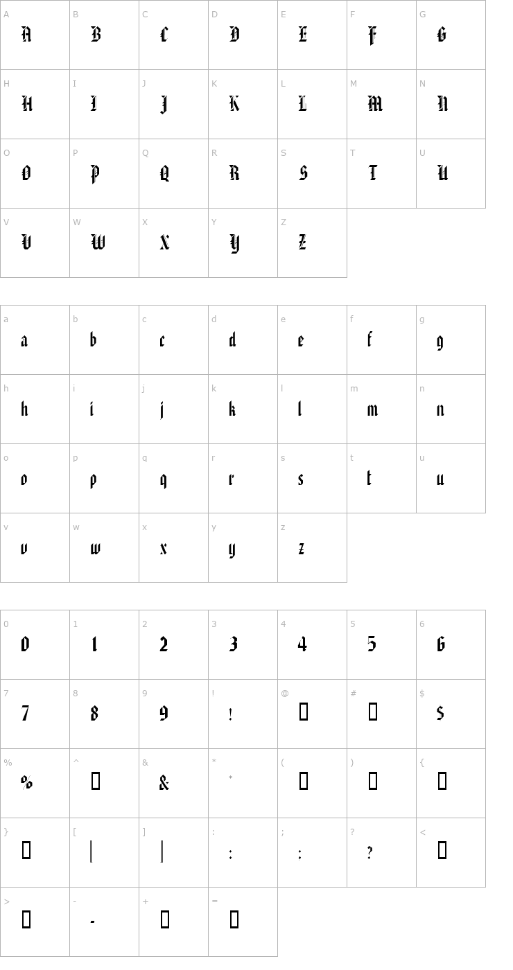 Character Map AlaricSSK Font