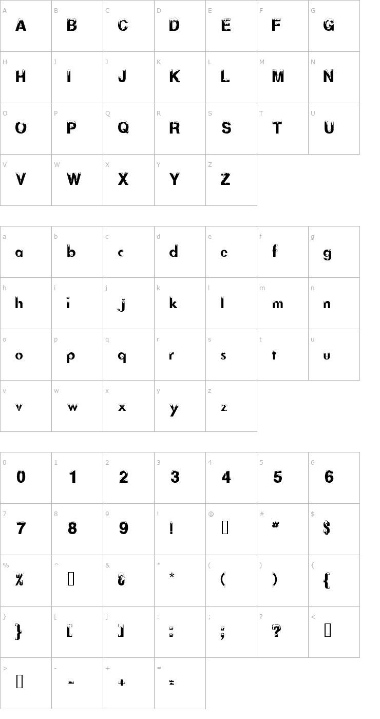 Character Map AlaskanNights Font