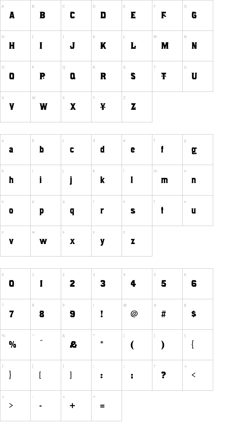 Character Map Alcazar-Regular Font
