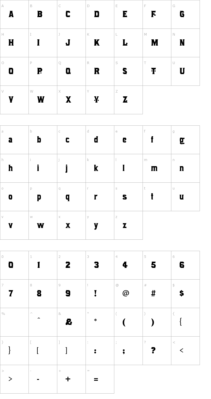 Character Map Alcazar-Regular OTF Font