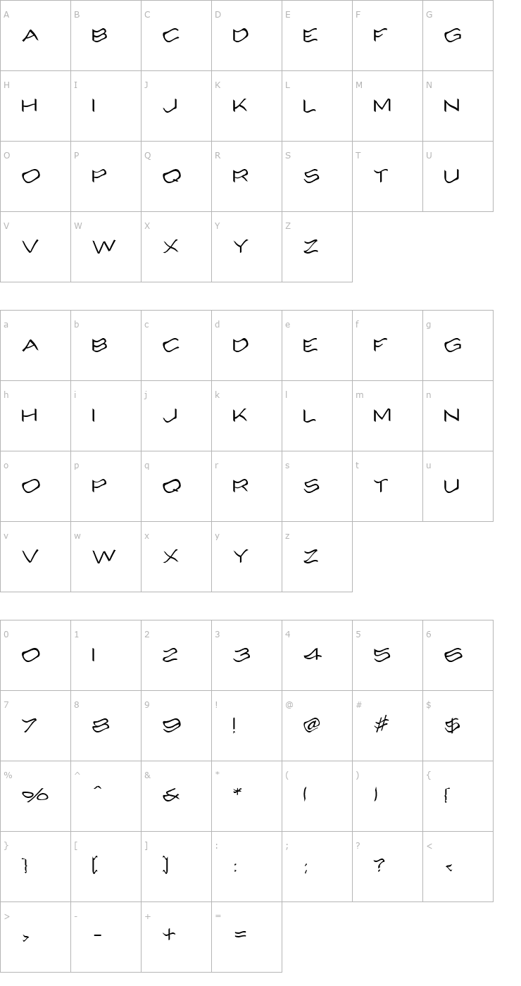 Character Map Alcohole Font