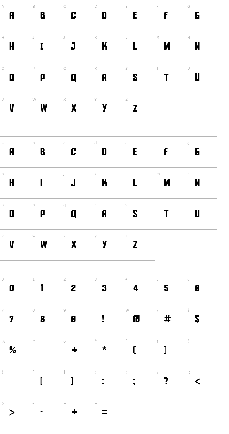 Character Map Aldo the Apache Font
