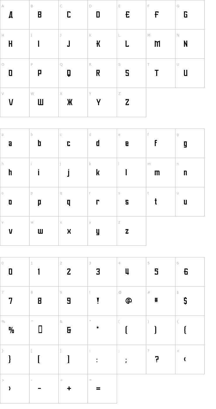 Character Map AlekseiSolidA Font