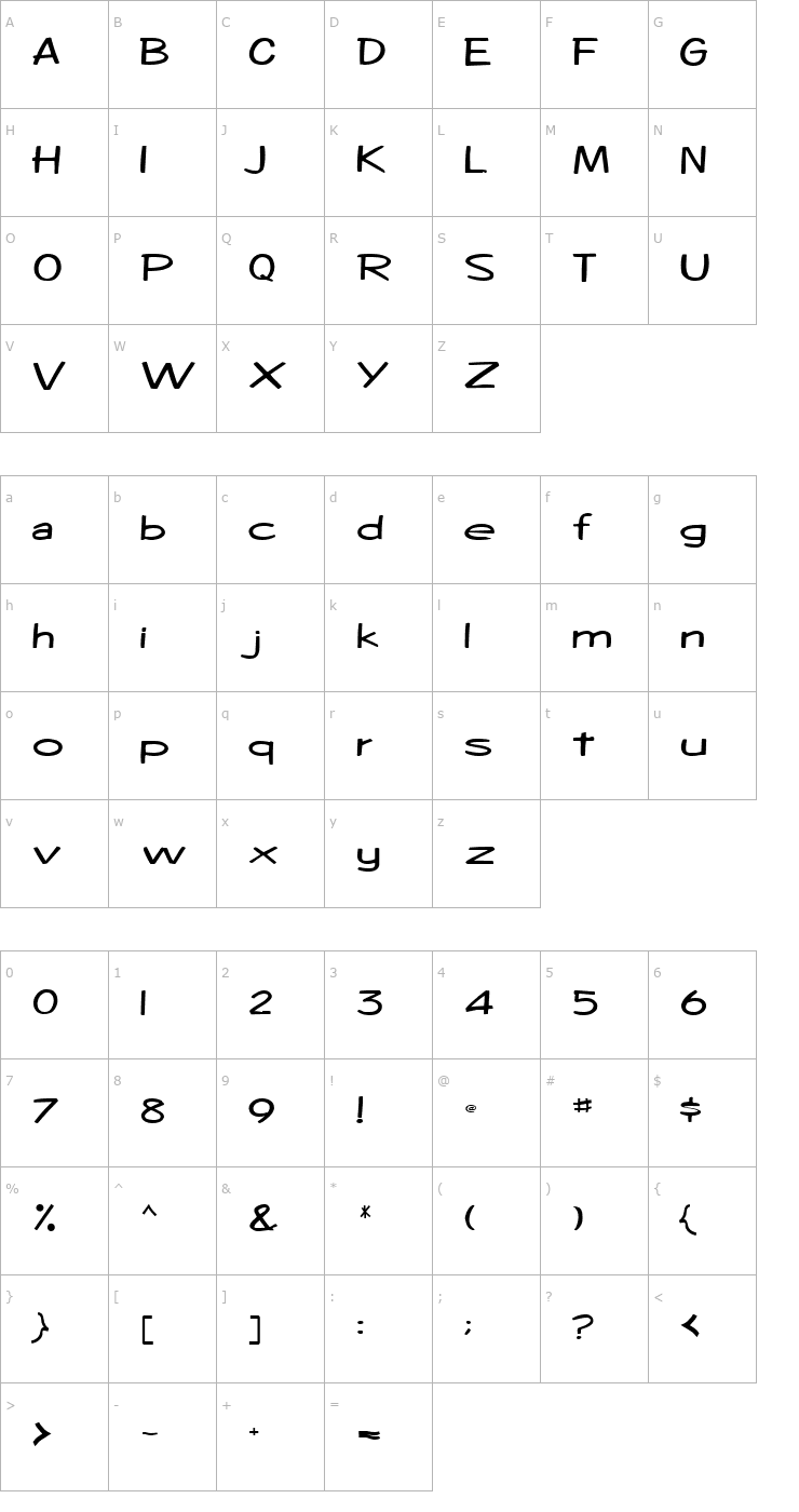 Character Map Alex Regular ttnorm Font