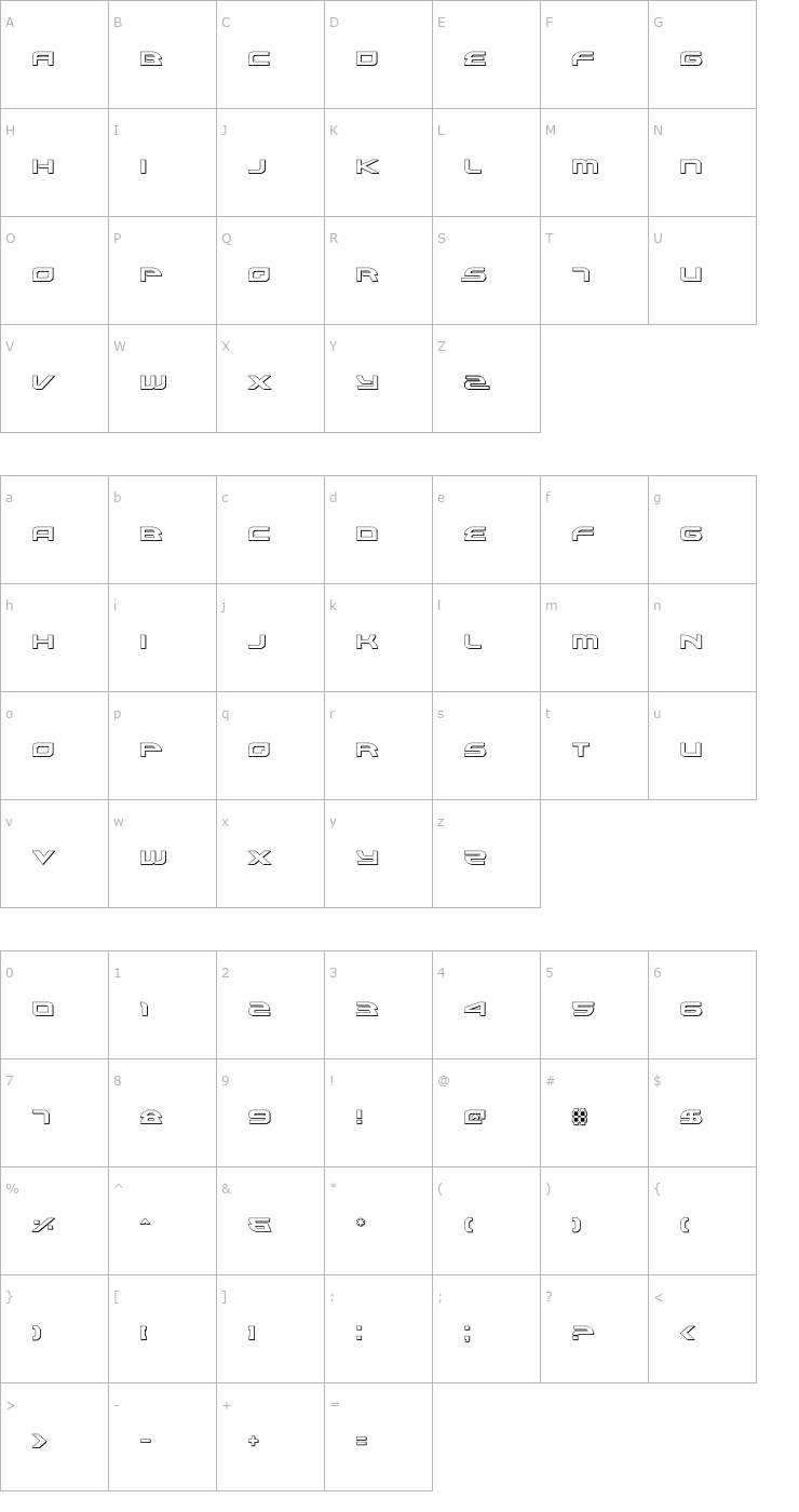 Character Map Alexis 3D Font