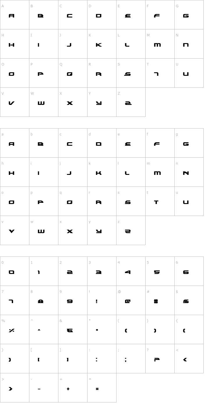 Character Map Alexis Bold Font