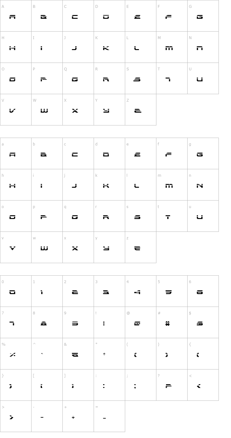 Character Map Alexis Laser Font