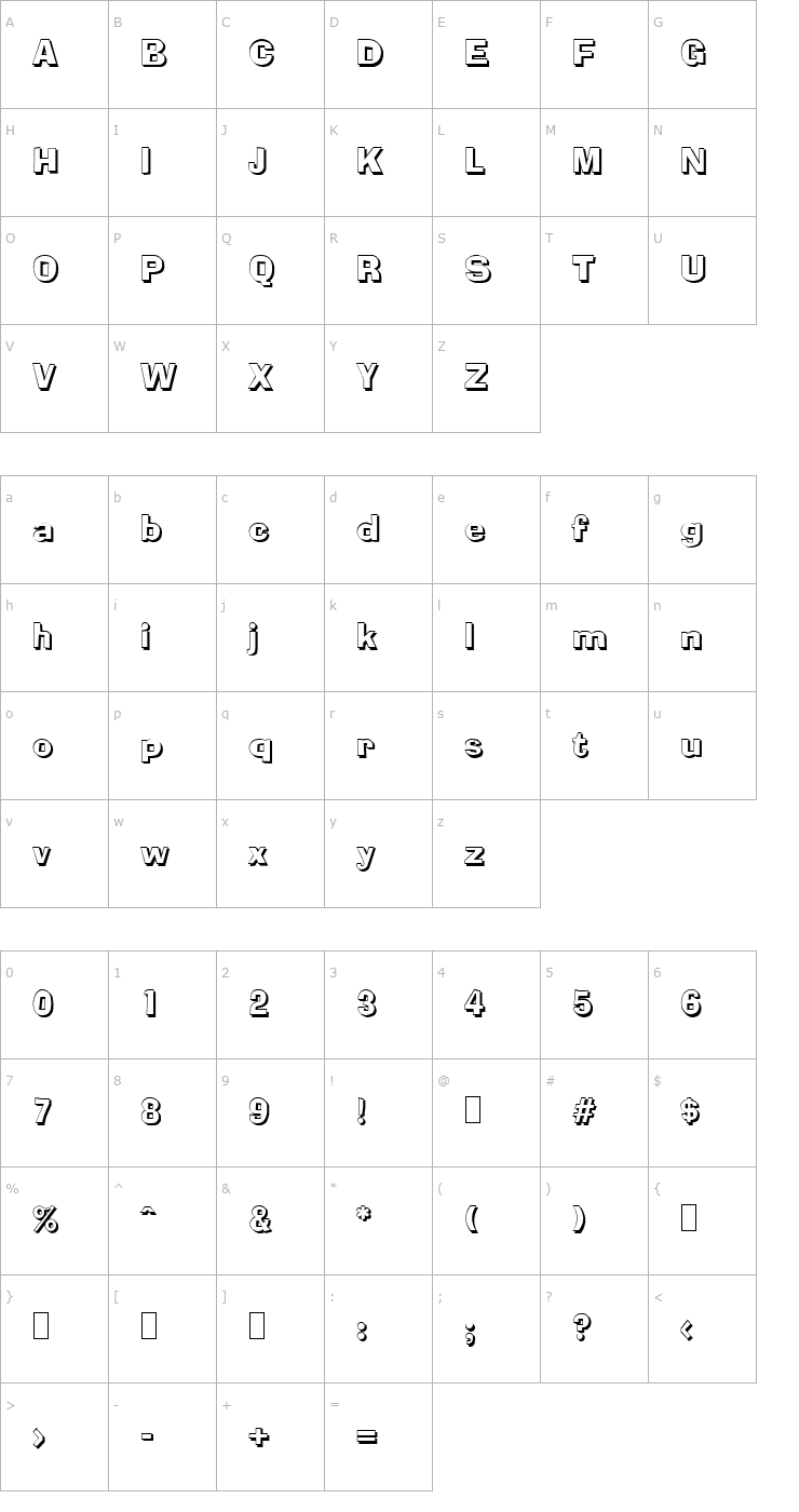 Character Map AlexisBeckerShadow Font