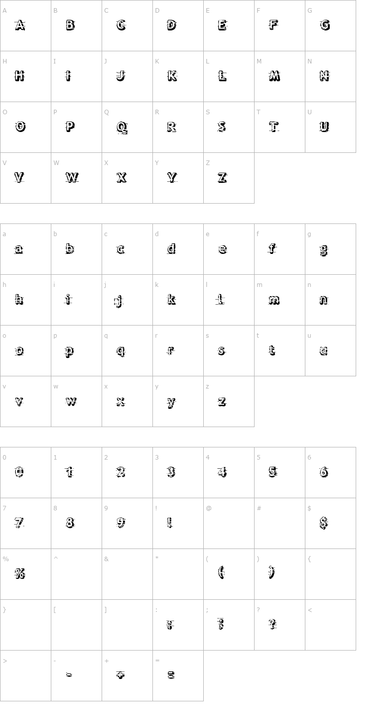 Character Map Alfred 24 Font