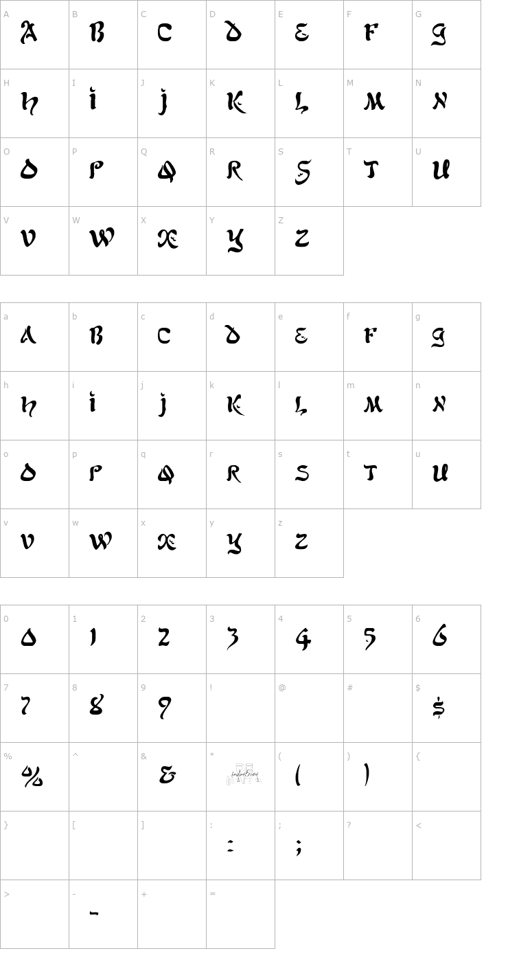 Character Map AlfredDrake Regular Font
