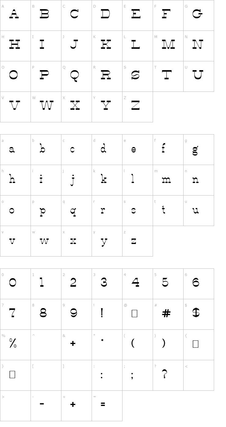 Character Map Alfredo's Dance Font