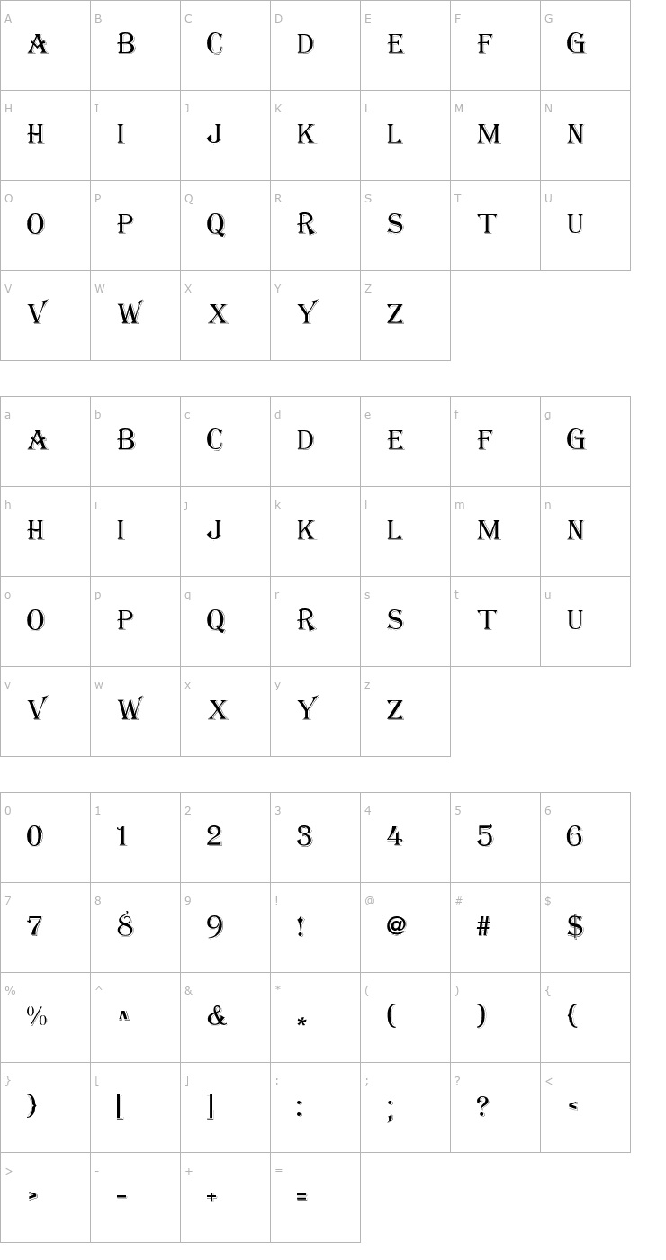Character Map AlgerikaDB Normal Font