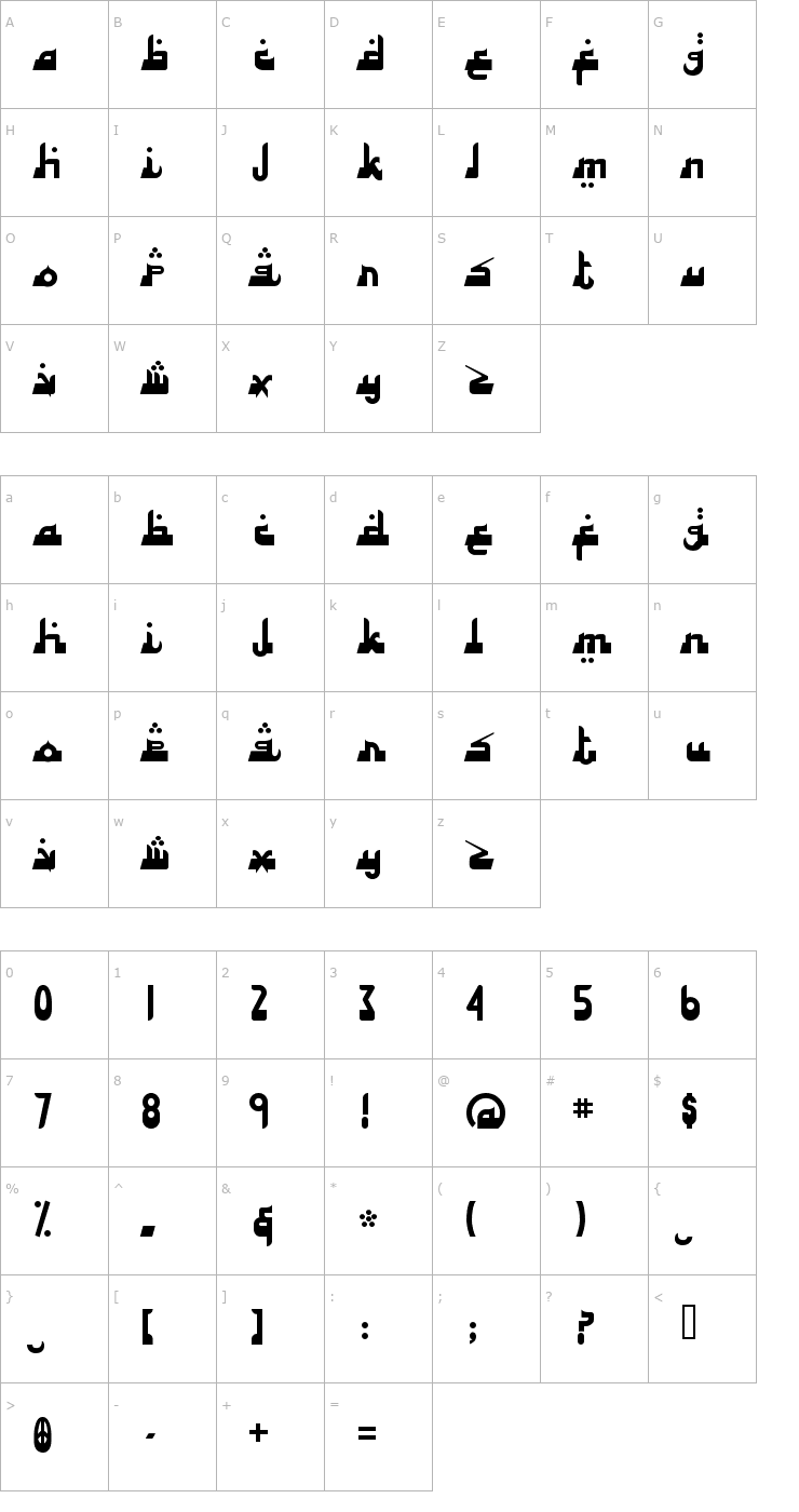 Character Map Alhambra Deep Font
