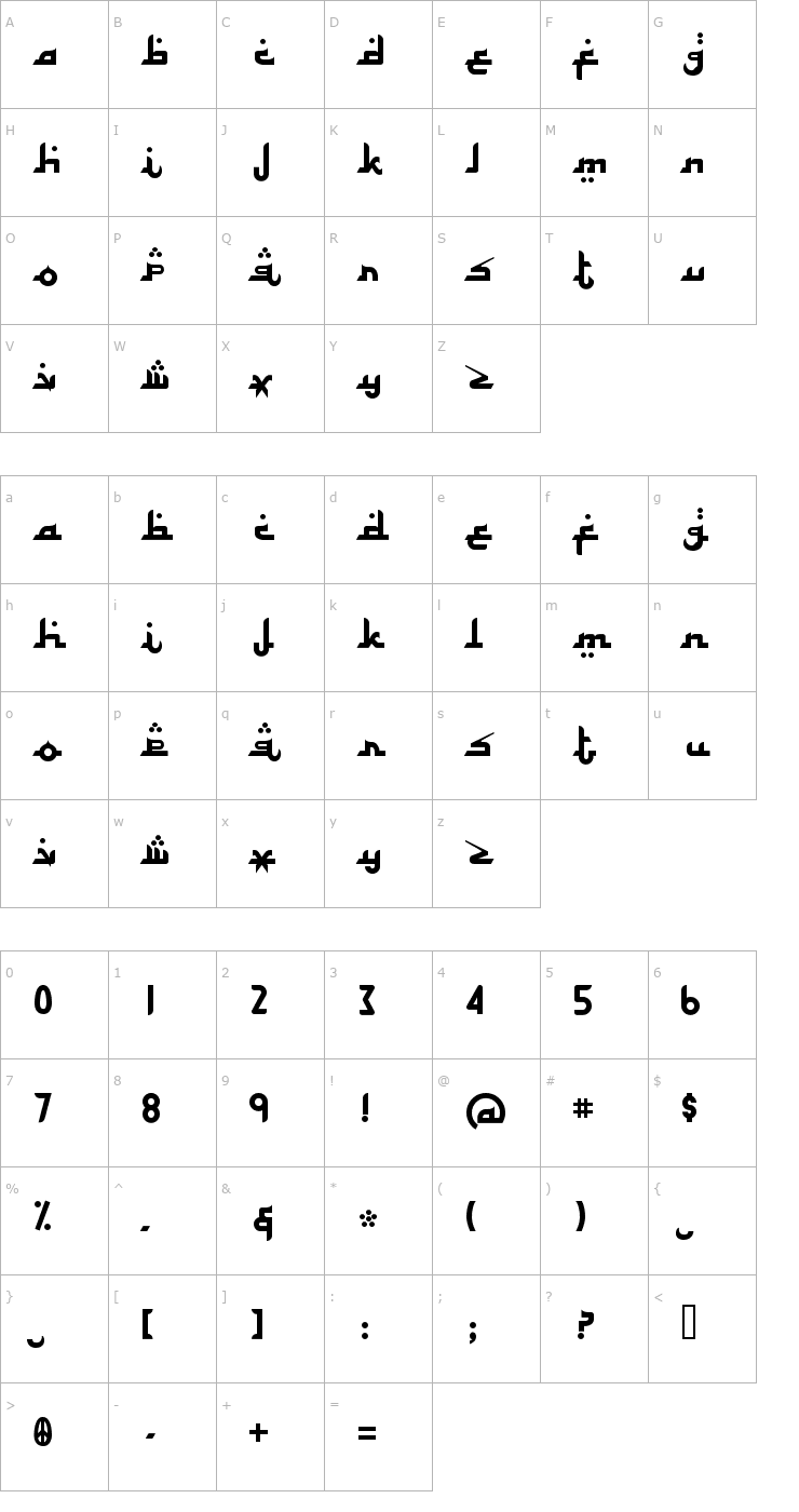 Character Map Alhambra Font