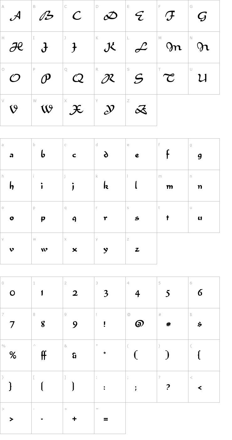 Character Map Ali Baba Font