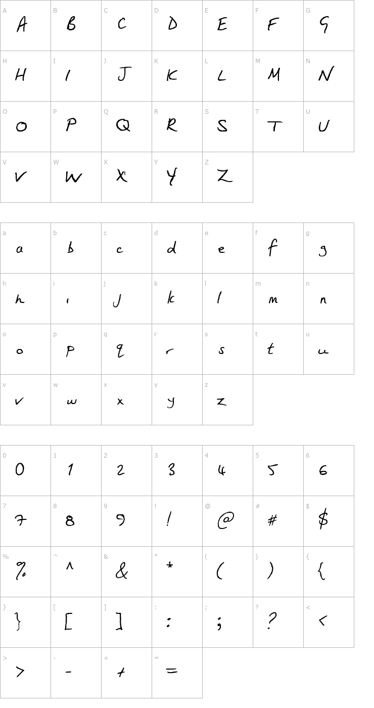 Character Map Ali Font