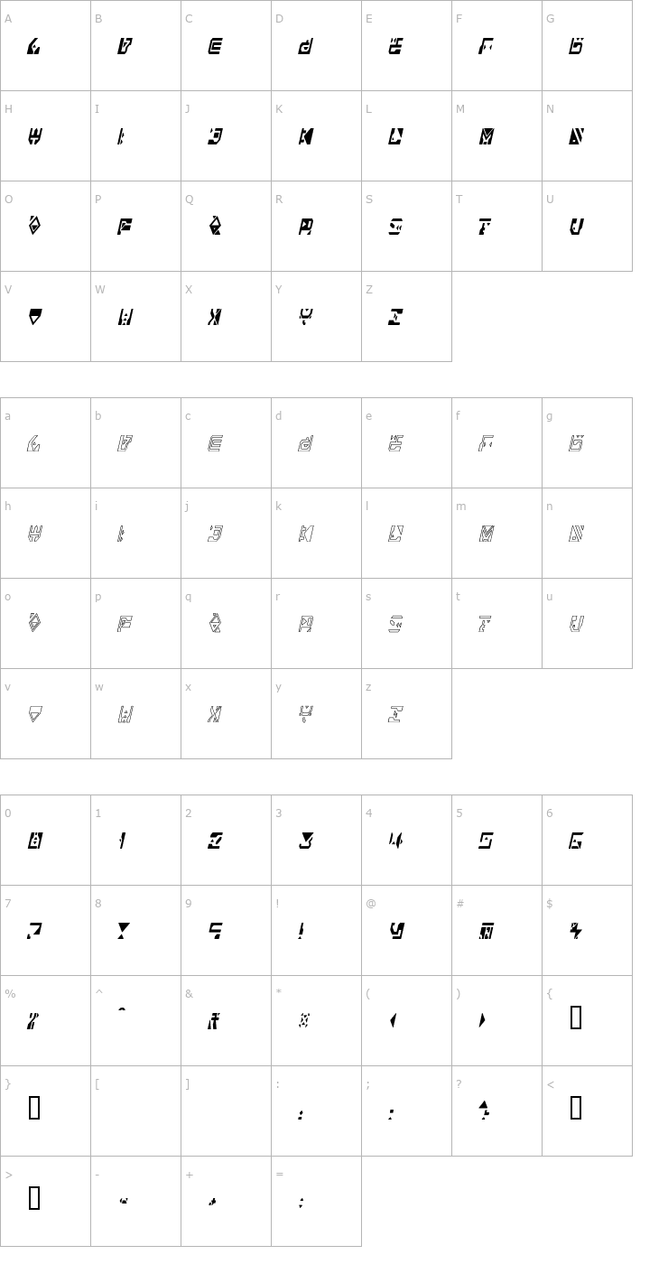 Character Map Alianna Font