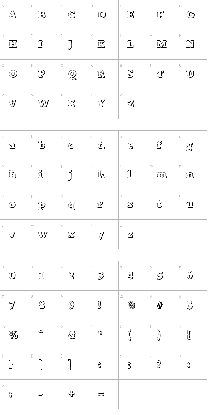 Character Map AliBeckerShadow-Black-Regular Font