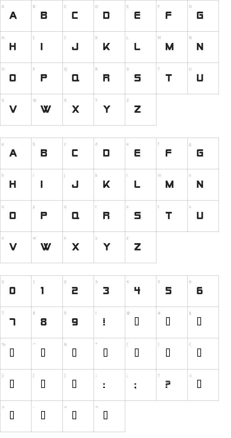 Character Map Alien Encounters Bold Font