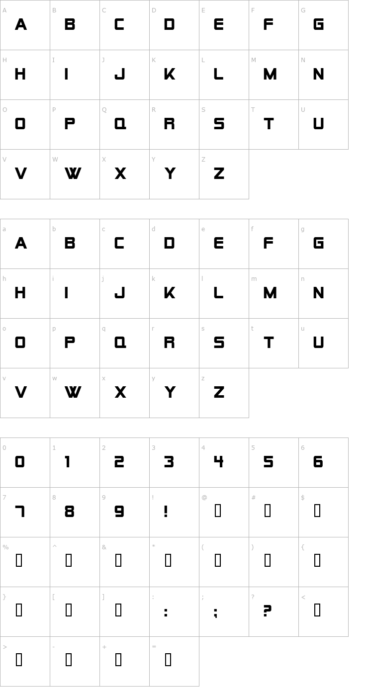Character Map Alien Encounters Solid Bold Font