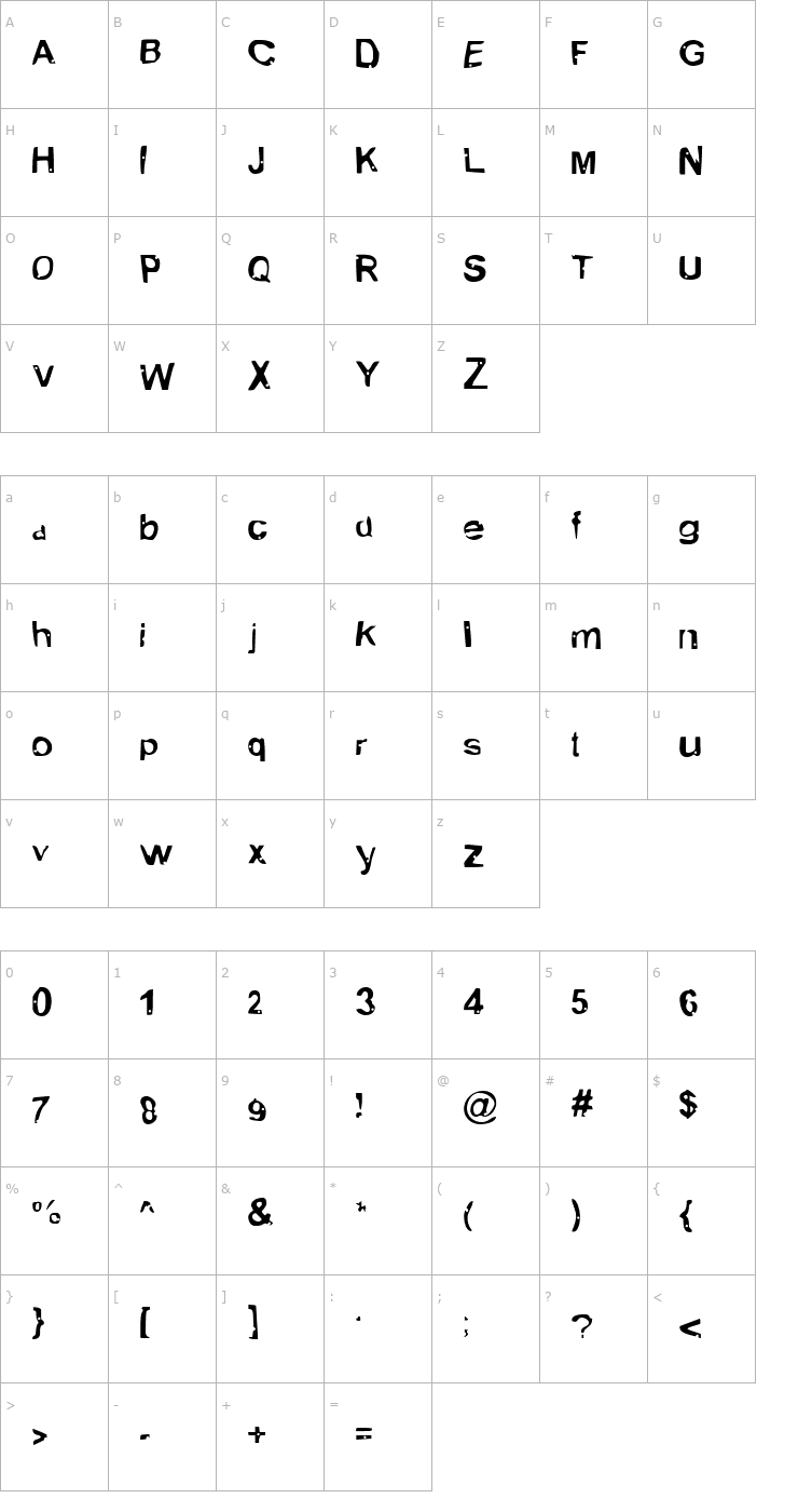 Character Map Alien MarksmanRegular Font