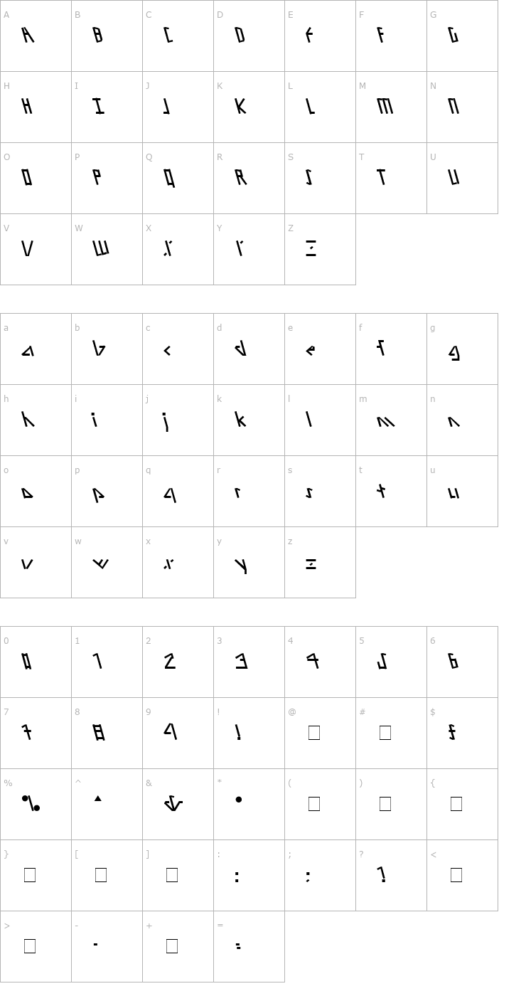 Character Map Alien Tongue Normal Font