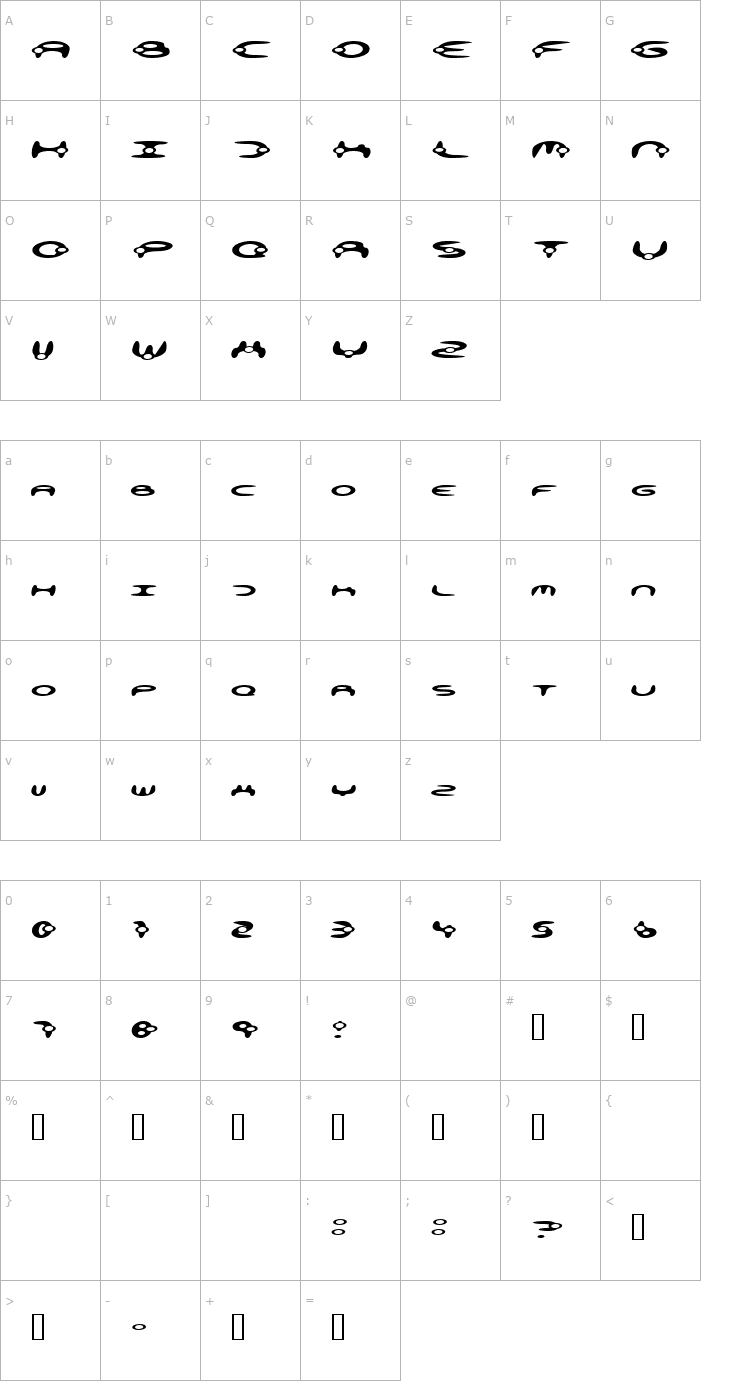 Character Map alienation Font