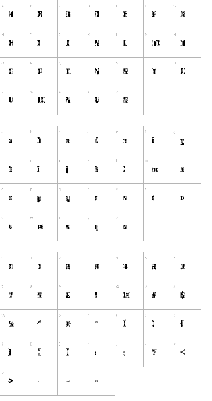 Character Map AlienAutopsy Font