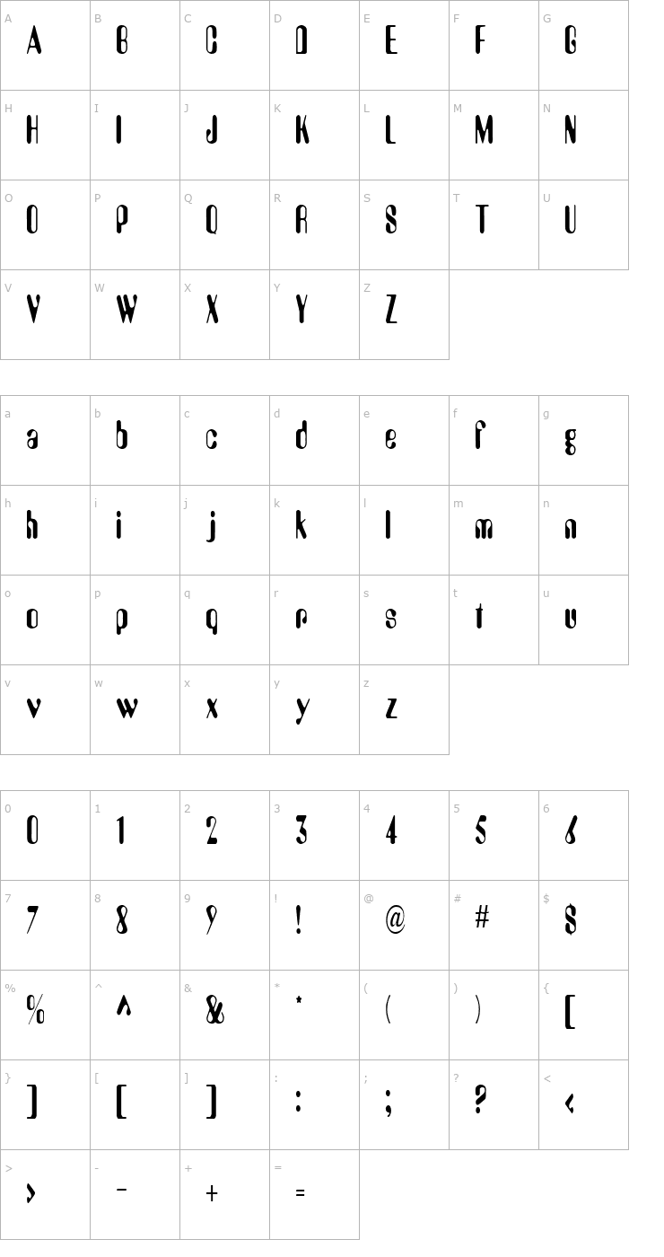 Character Map AlienEyeCondensed Font