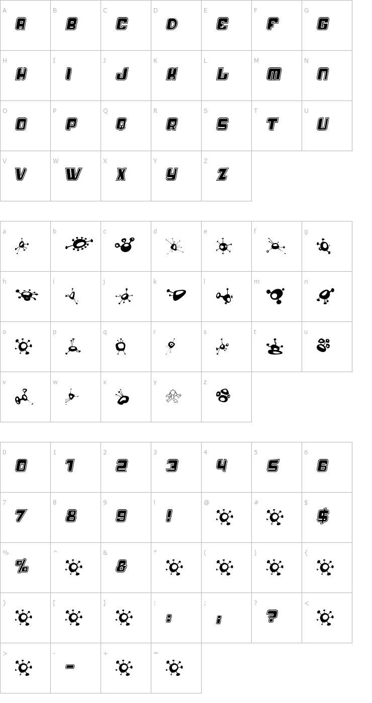 Character Map AlienMushrooms Font