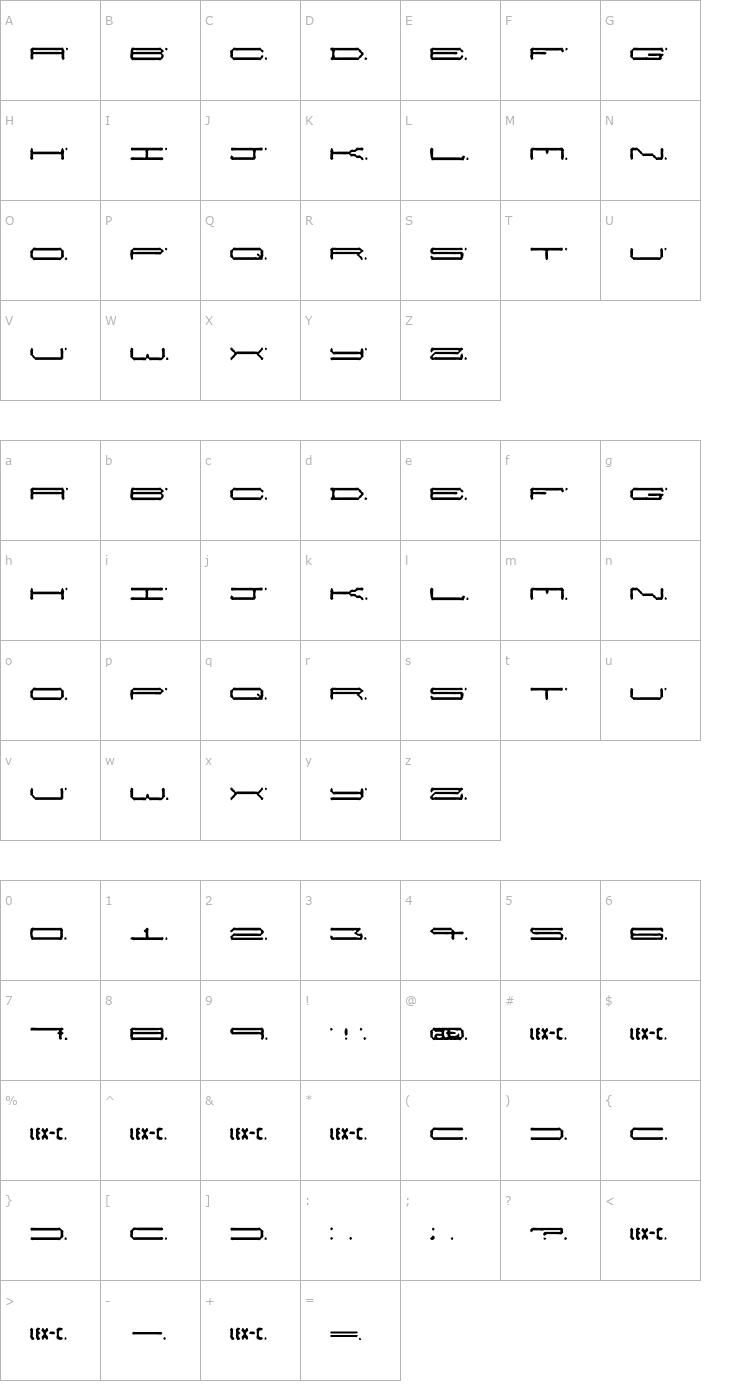 Character Map alienwarping Font