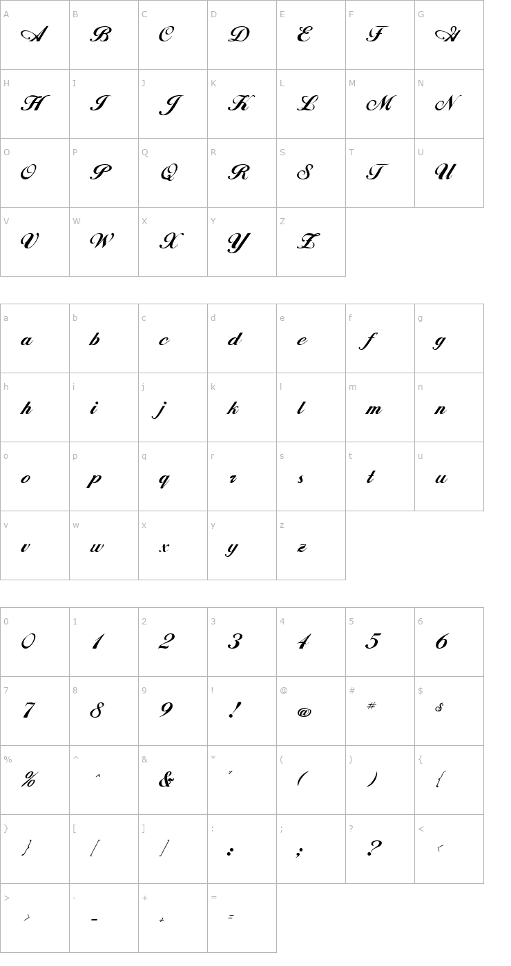 Character Map Alison Regular Font