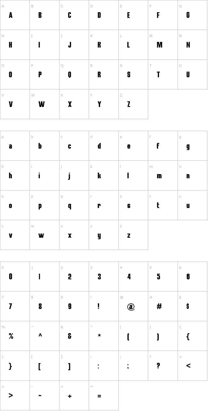Character Map All Star BV Font