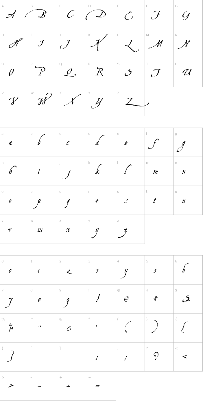 Character Map Allegheny Font