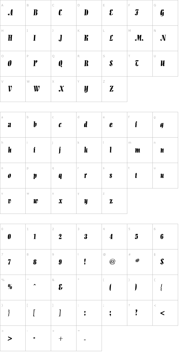 Character Map AllegrettoDB Normal Font