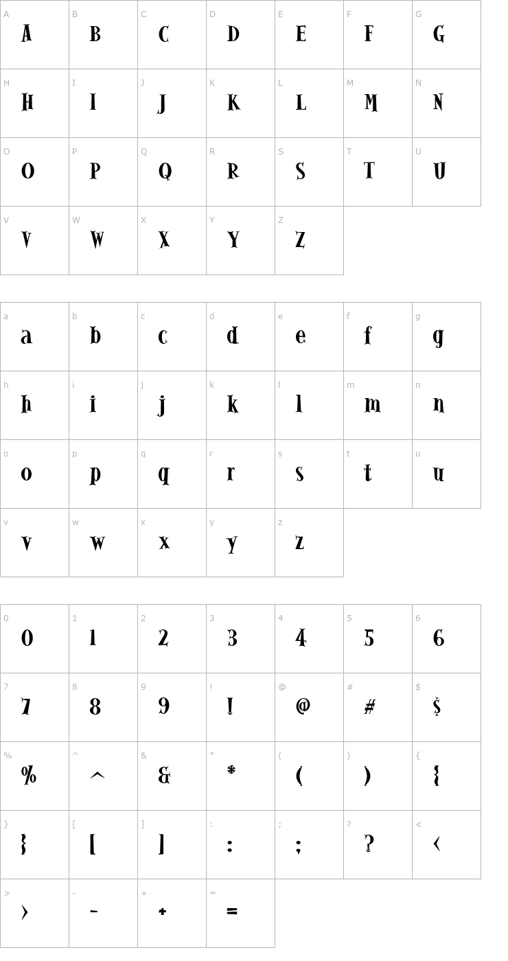 Character Map Alleycat ICG Bold Font