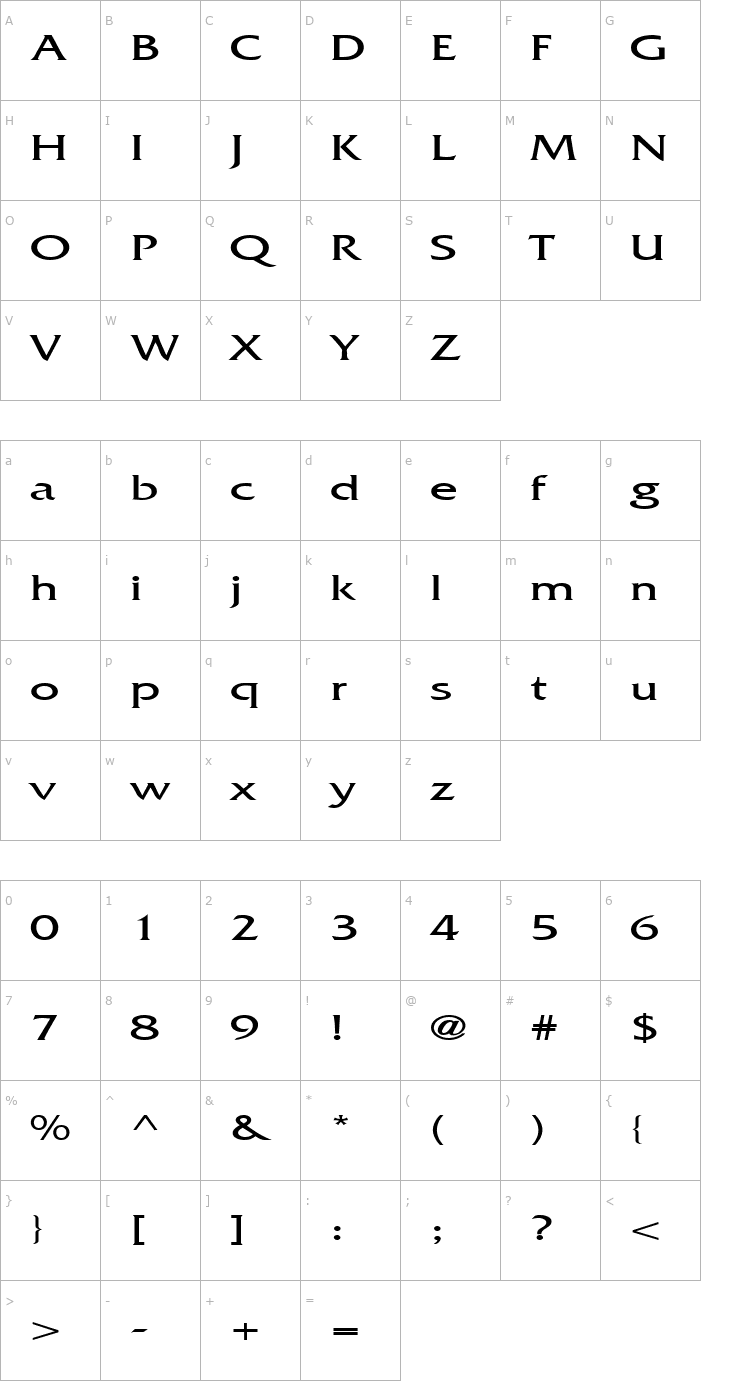 Character Map AllianceExtended Font